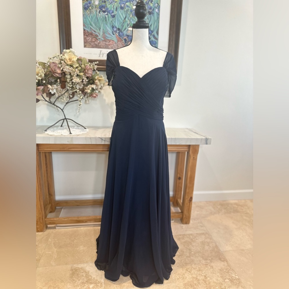 Dessy Collection Vivian Diamond Dark Blue - Size 20